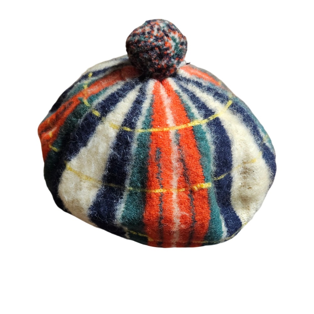 Vintage Dress Stewart Wool Plaid Tam Hat Beret Pom Made in Scotland Quiet Luxury